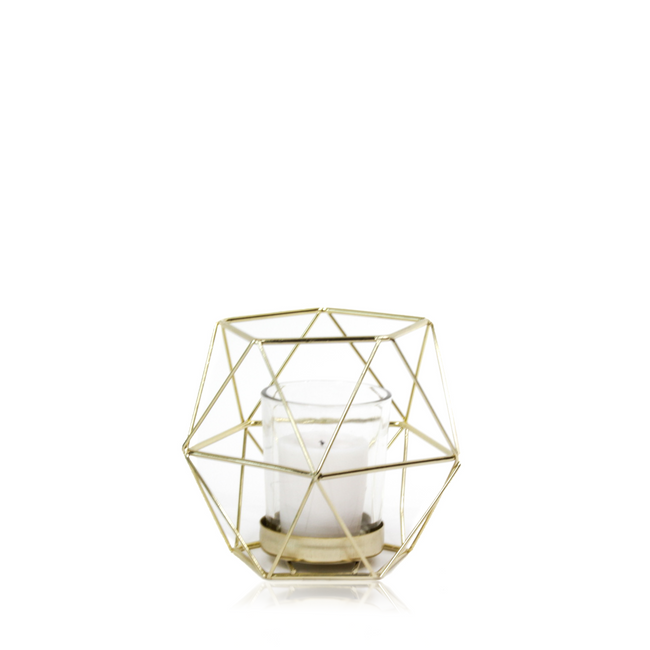Gold Wire Diamond Shaped Candleholder, small size