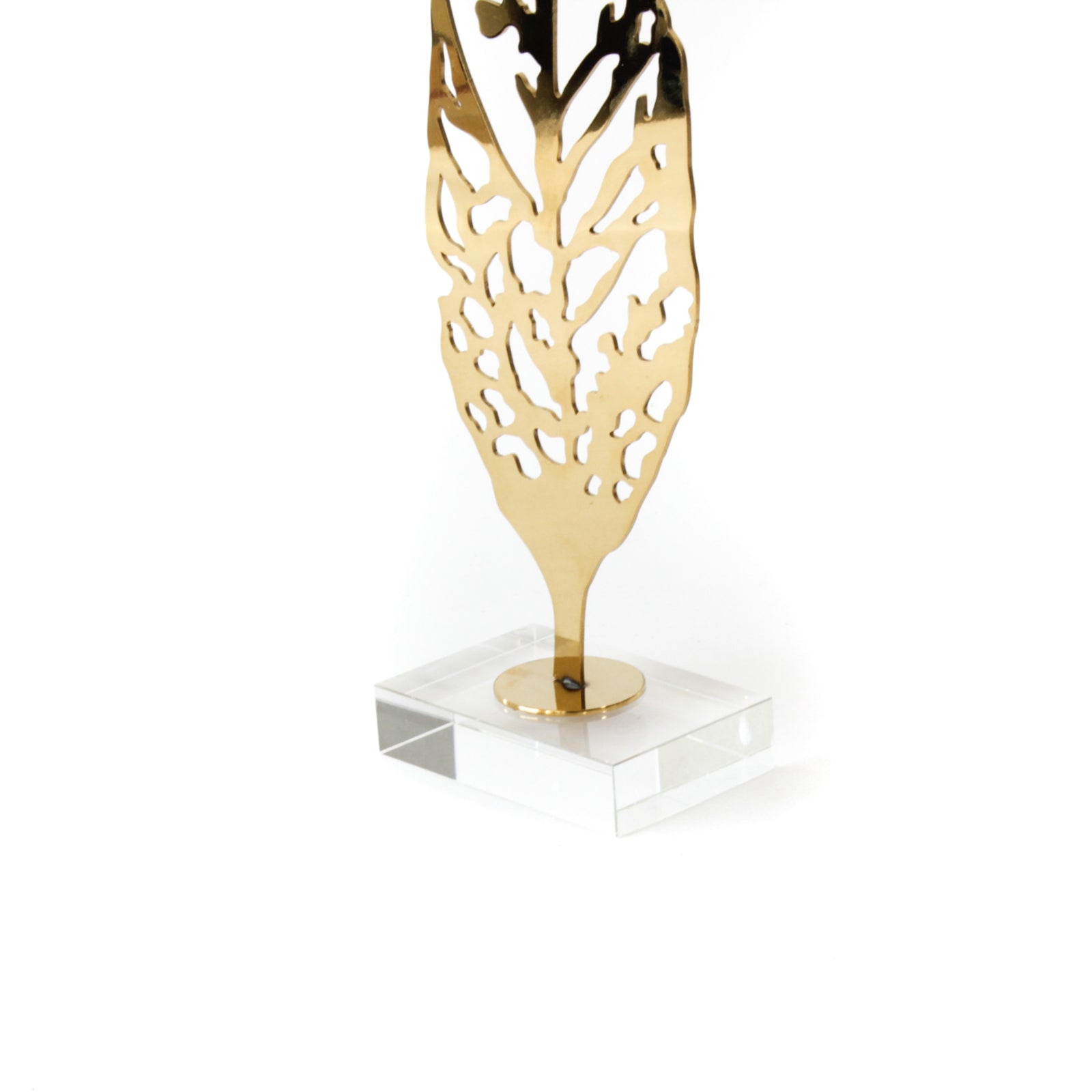 Gold Leaf Sculpture with crystal glass stand