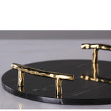 Black Marble Tray with Handles