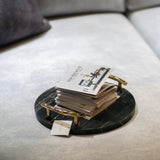 Black Marble Tray with Handles