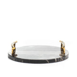 Black Marble Tray with Handles