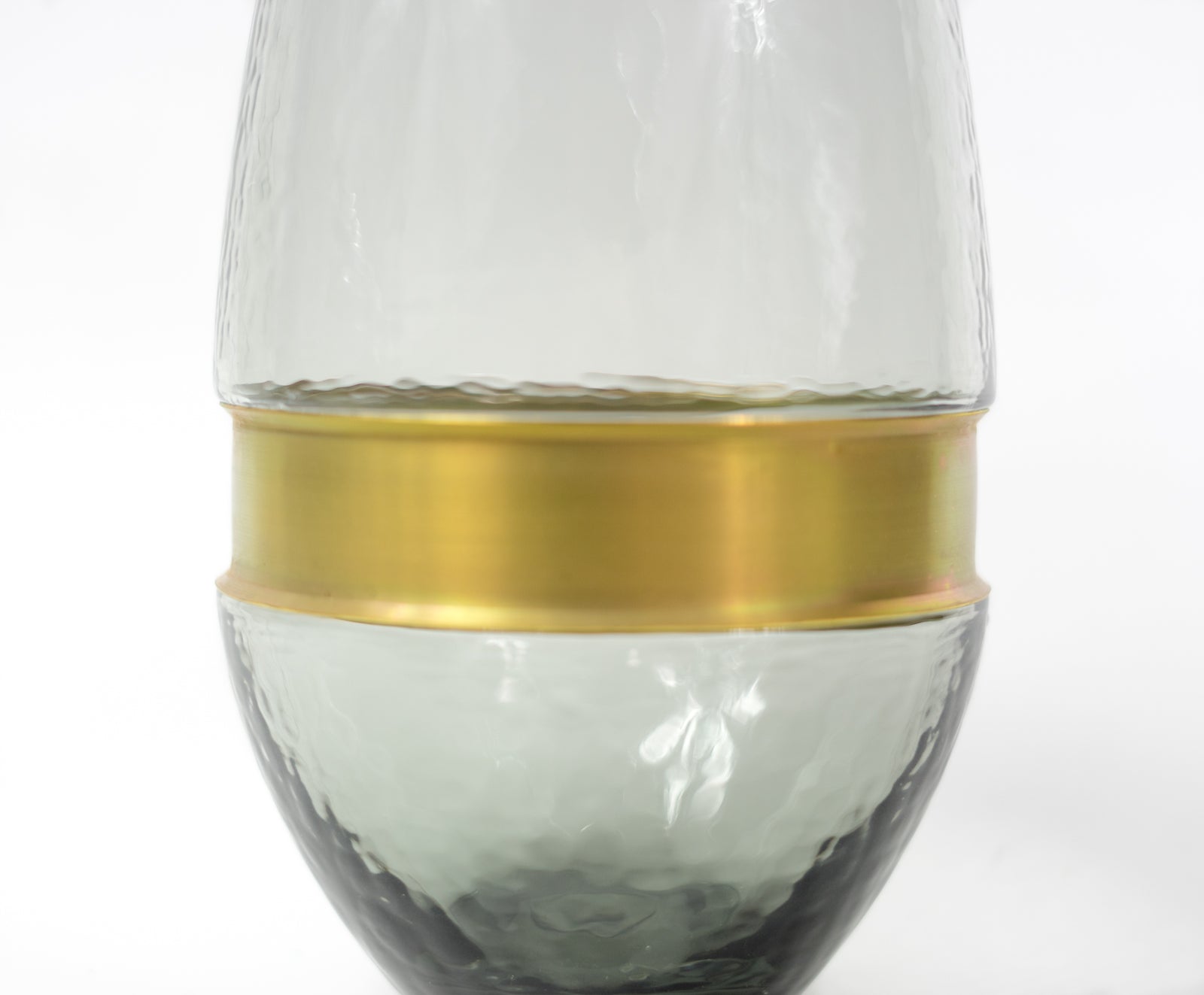 Tapered Glass Vase With Gold Ring