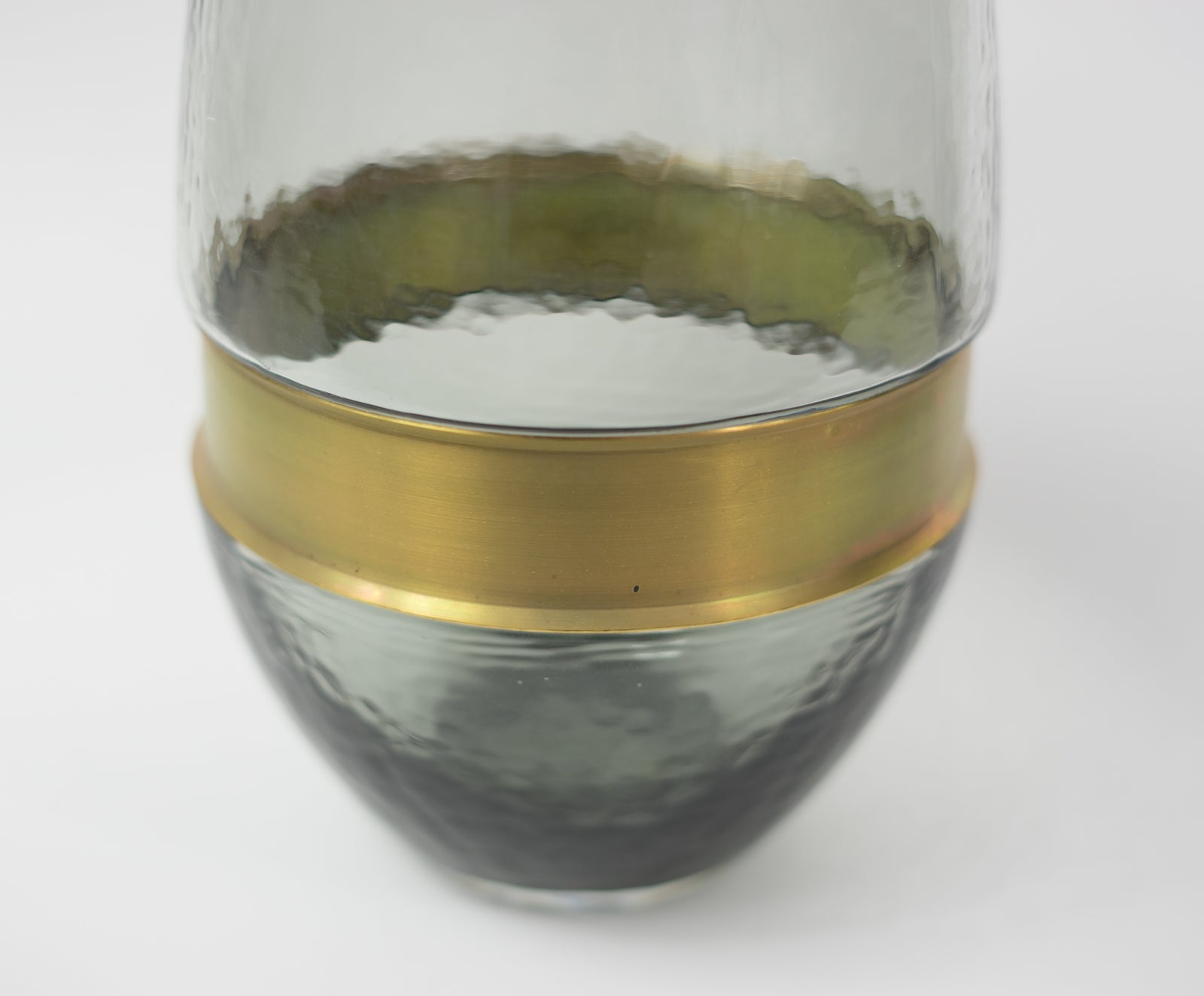 Tapered Glass Vase With Gold Ring
