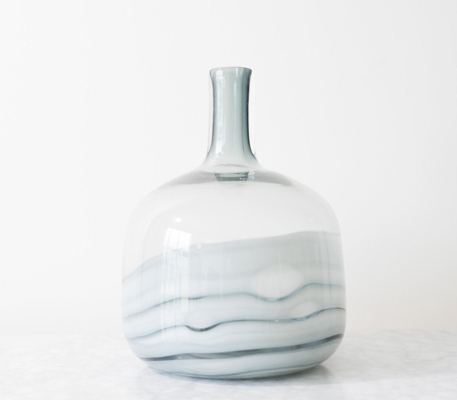Marble Pattern Glass Vase, handcrafted, blown glass