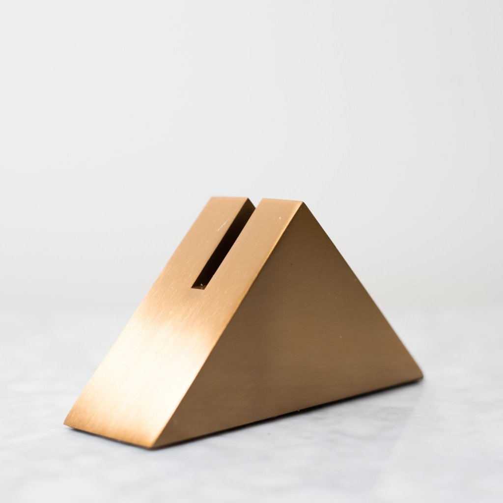Simple and modern Gold Card Holder in triangle shape