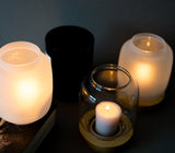 Modern Glass Candle Holder With Wood Base