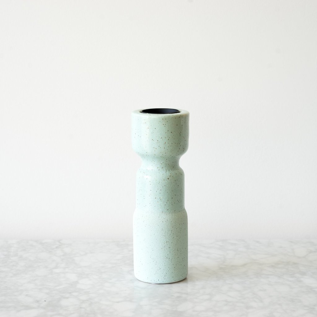 Light Cyan colour totem ceramic candleholder