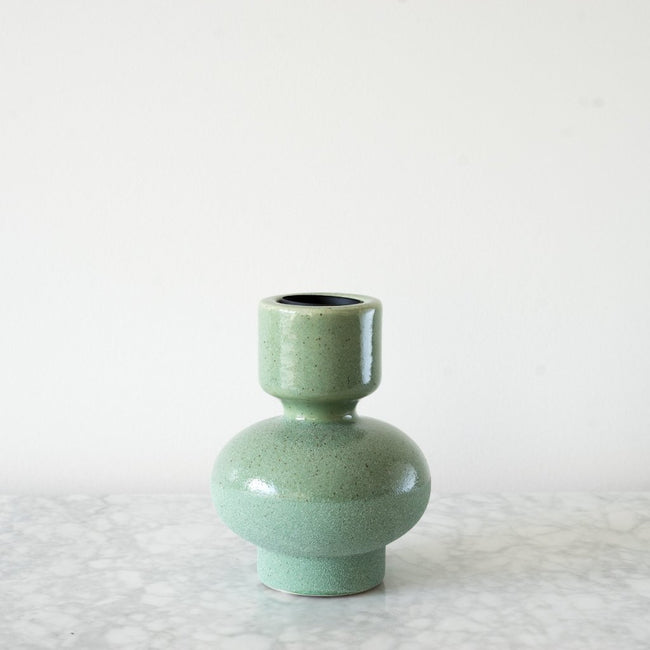 Medium Sea Green  colour totem ceramic candleholder