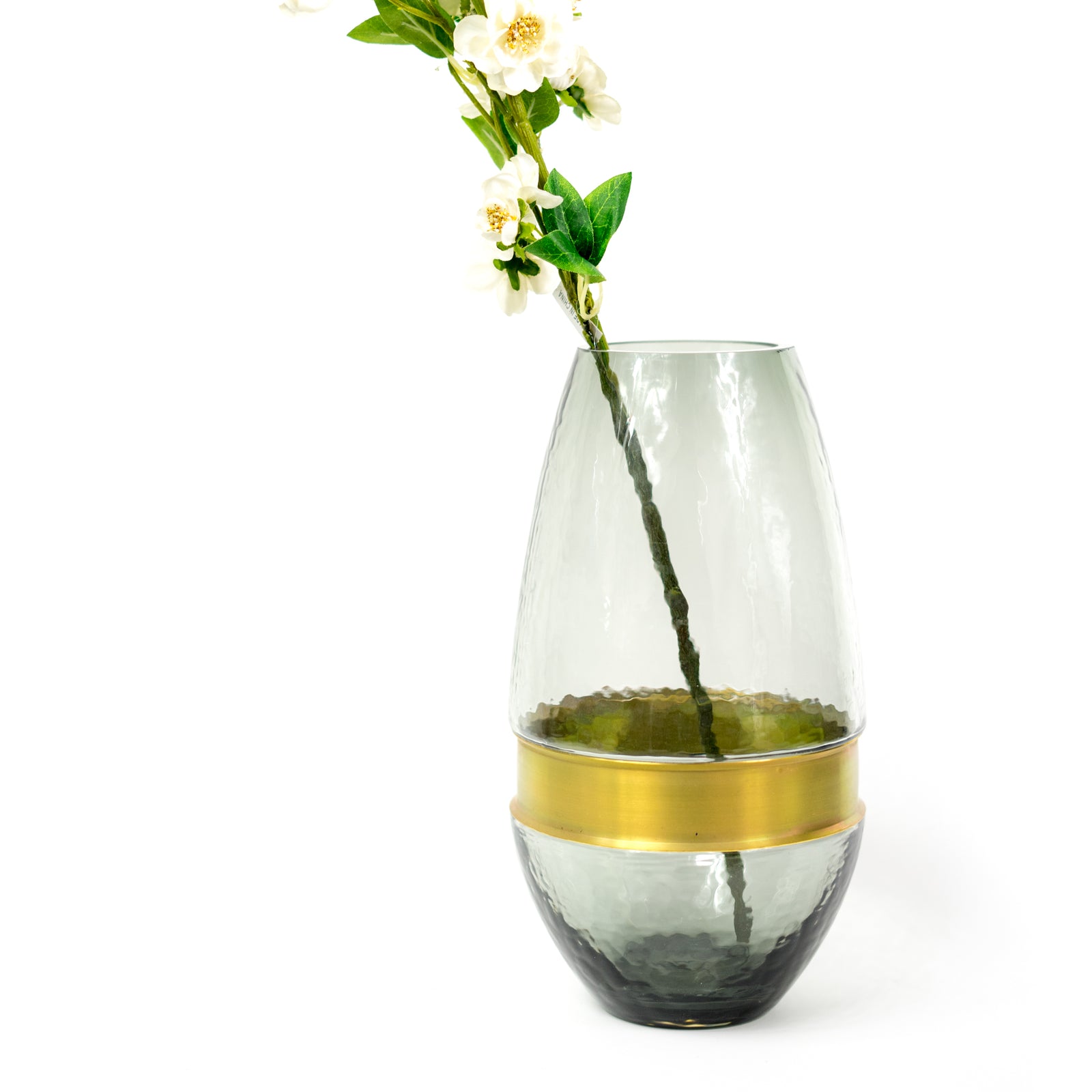 Tapered Glass Vase With Gold Ring