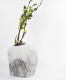 Faceted Marble Pattern Ceramic Vase with botanicals