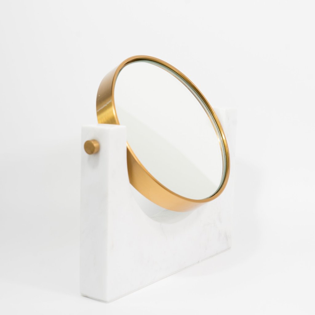 Iconic Marble Mirror, metal parts in brass finish