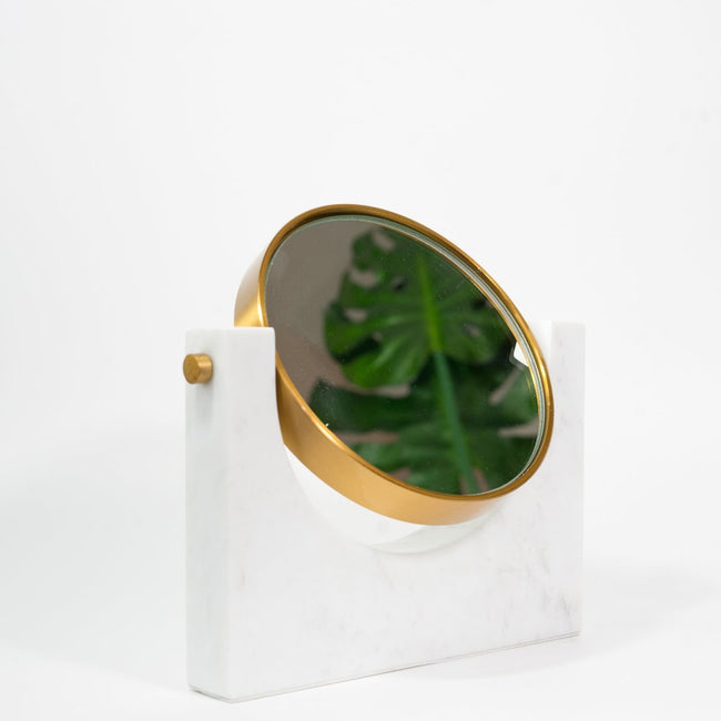 Iconic Marble Mirror, metal parts in brass finish