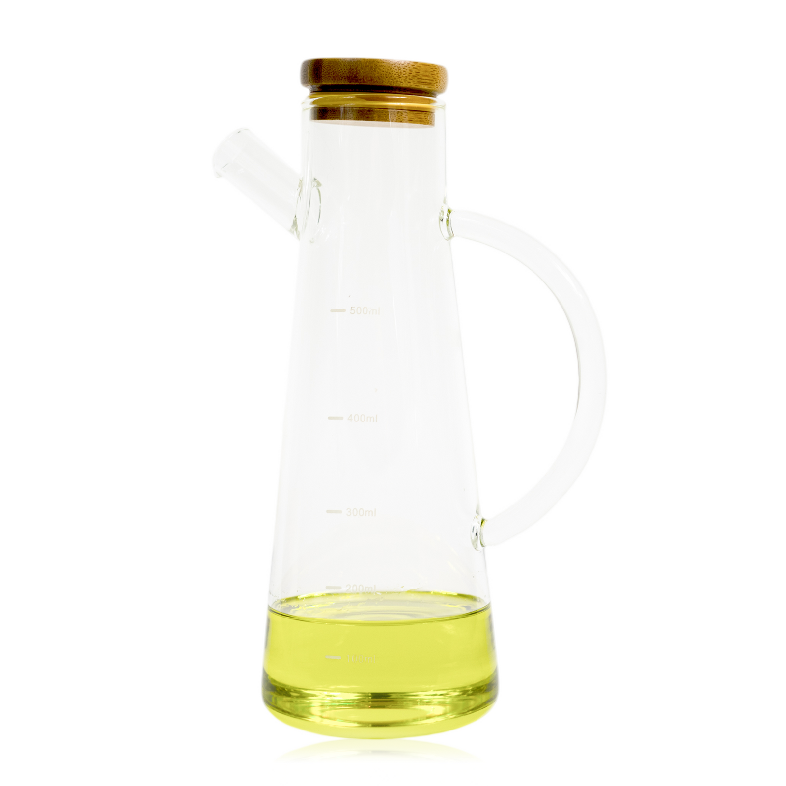 Oil and Vinegar Cruet with Borosilicate glass and Bamboo cap, simple and modern look