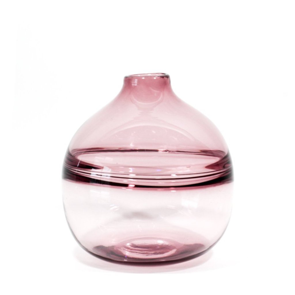 Tinted Maroon Glass Vase, hand made, glass blown