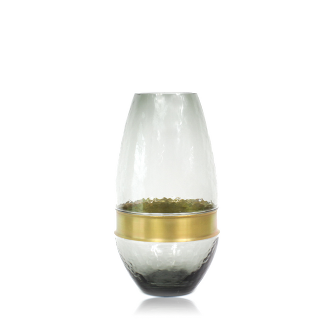 Tapered Glass Vase With Gold Ring