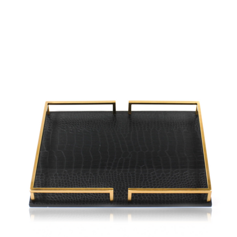 Marble Serving Tray with Gold Titanium Handles