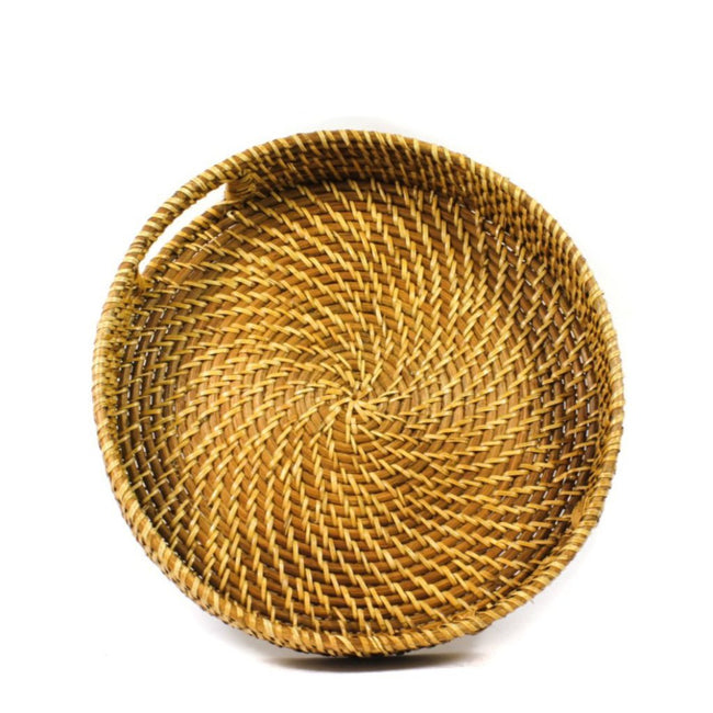 Woven with sturdy material, Round Braided Tray With Handle