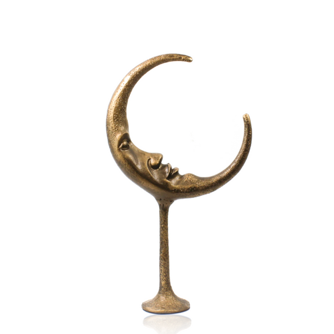 Vintage Moon Shape Sculpture, hand made, brass finish, small size