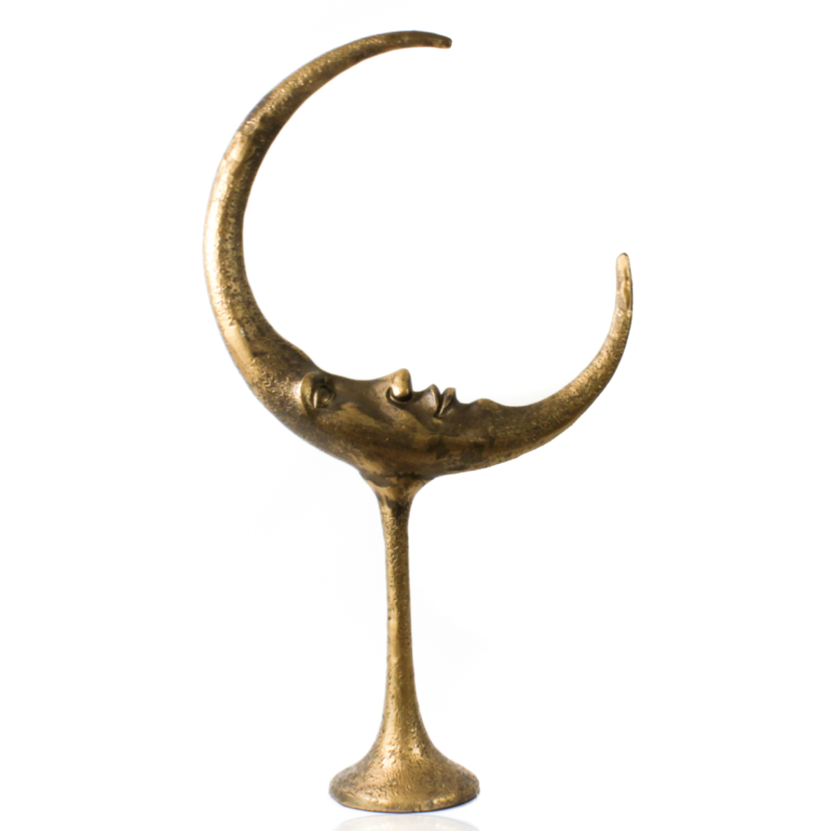 Vintage Moon Shape Sculpture, hand made, brass finish, large size