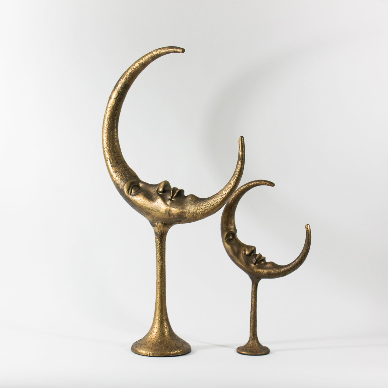 Vintage Moon Shape Sculpture, hand made, brass finish