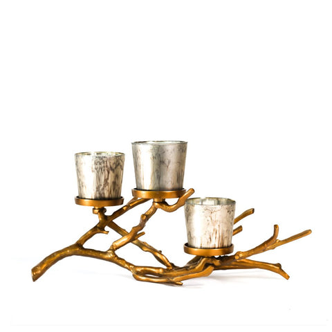 Gold Wire Diamond Shaped Candleholder