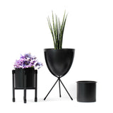 Noir Cylindrical Stand Planter
