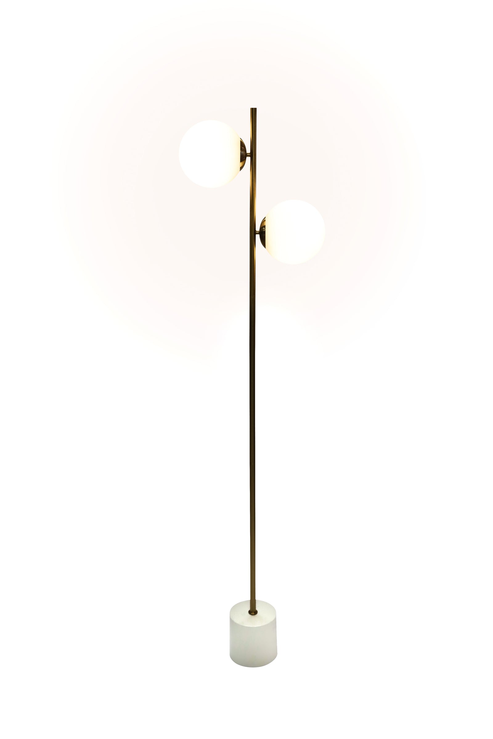 Opaque Glass Globe Floor Lamp with Marble Base