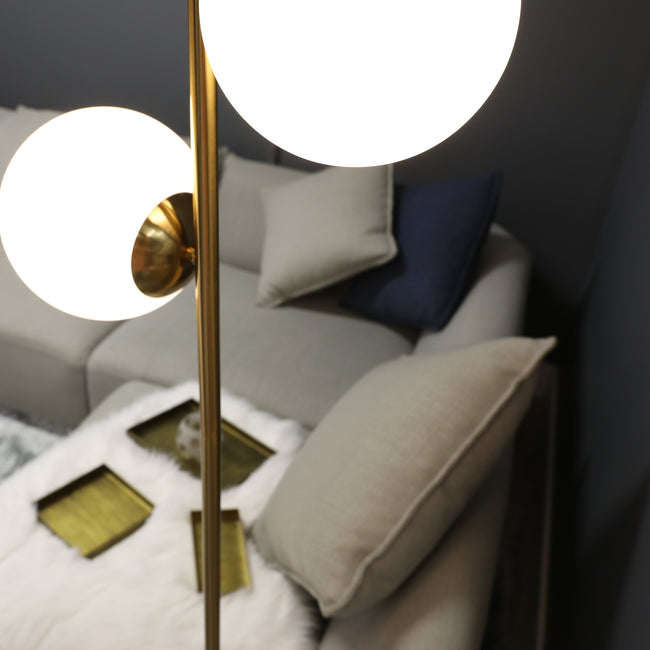 Opaque Glass Globe Floor Lamp with Marble Base