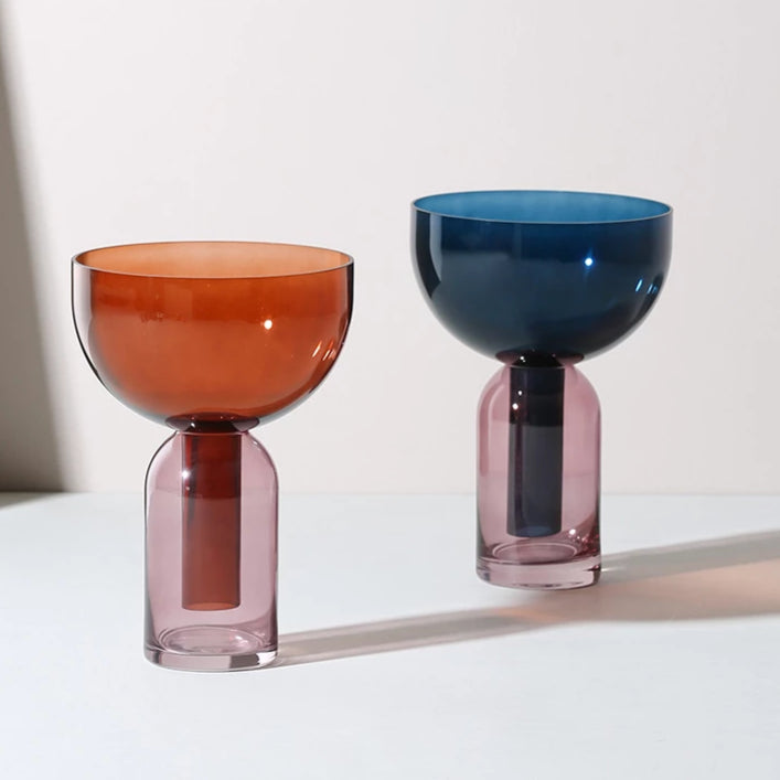 Bicolor Funnel Glass Vase