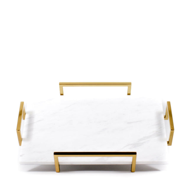 Marble Serving Tray with Gold Titanium Handles