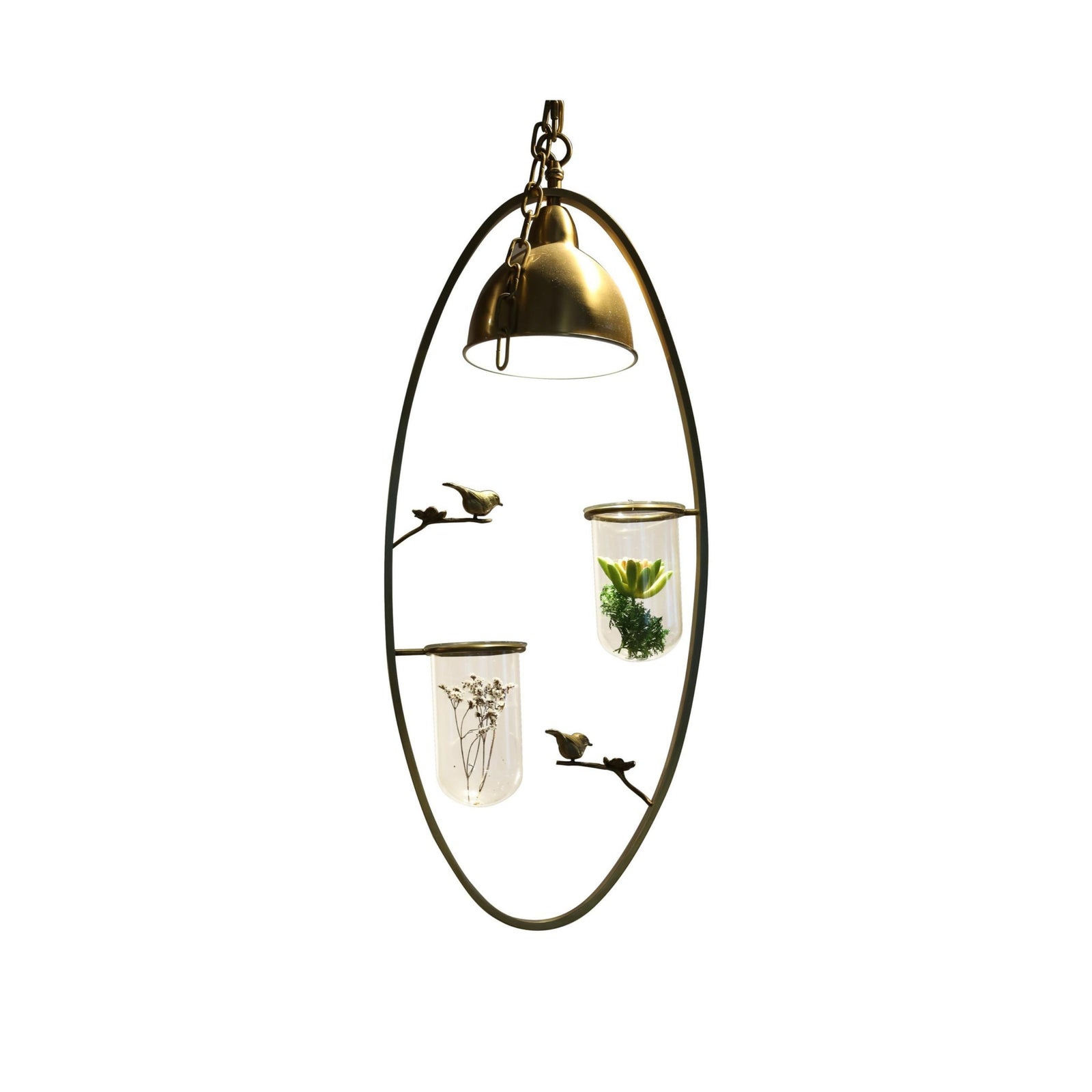 Retro Scandinavian Bird on Wood Branch Chandelier